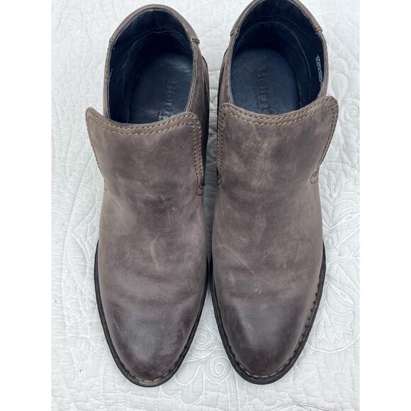 Born Women's Size 7.5 Tan Leather Low Heel Slip On Ankle Booties - Picture 6 of 11
